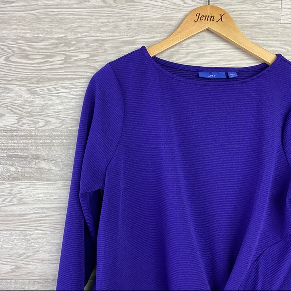 Apt 9 Purple BoatNeck  Ribbed Twist Front Shirt - Picture 2 of 7